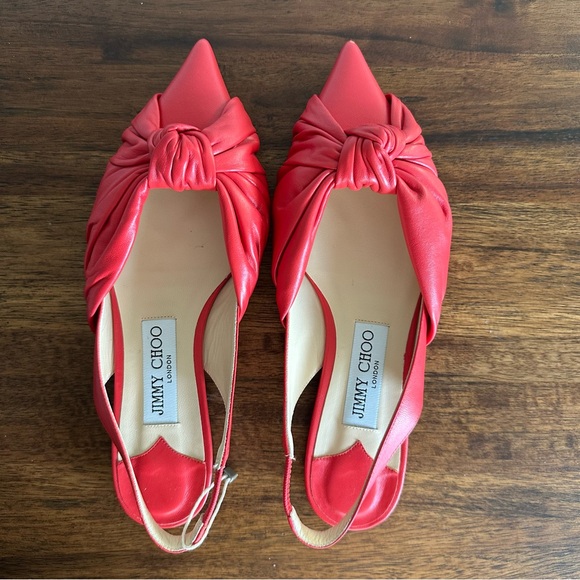 Jimmy Choo Annabell Flat Nap Chilli Leather Flat Shoes size 6 - Picture 9 of 10